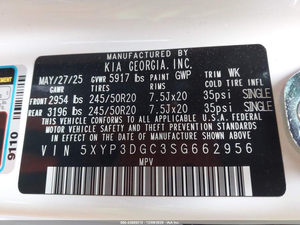 5XYP3DGC3SG662956 2025 KIA TELLURIDE photo no. 9