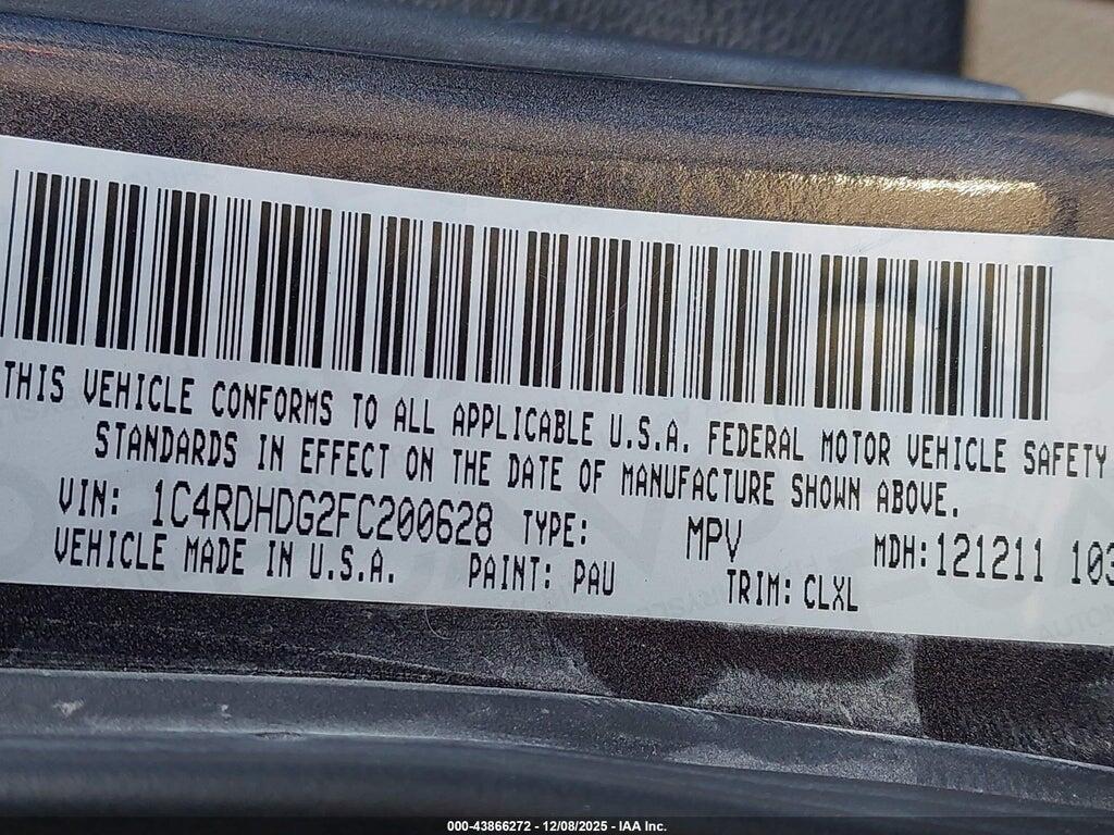 1C4RDHDG2FC200628 2015 DODGE DURANGO photo no. 9