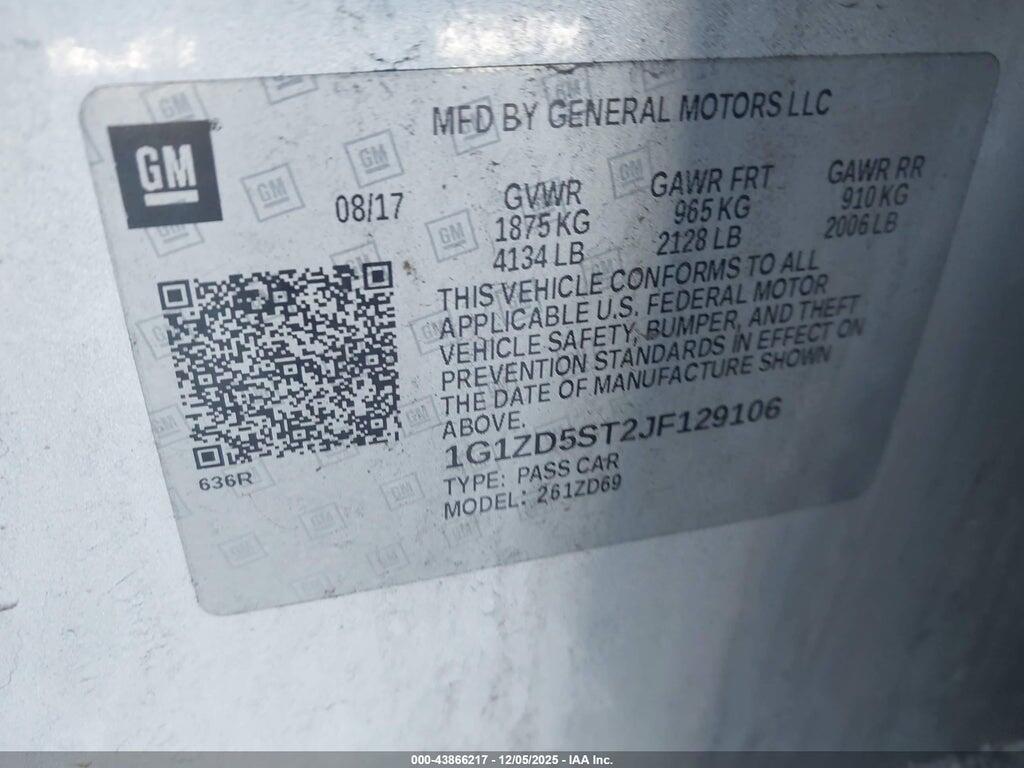 1G1ZD5ST2JF129106 2018 CHEVROLET MALIBU photo no. 9
