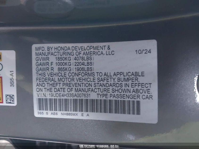 19UDE4H33SA007631 2025 ACURA INTEGRA photo no. 9
