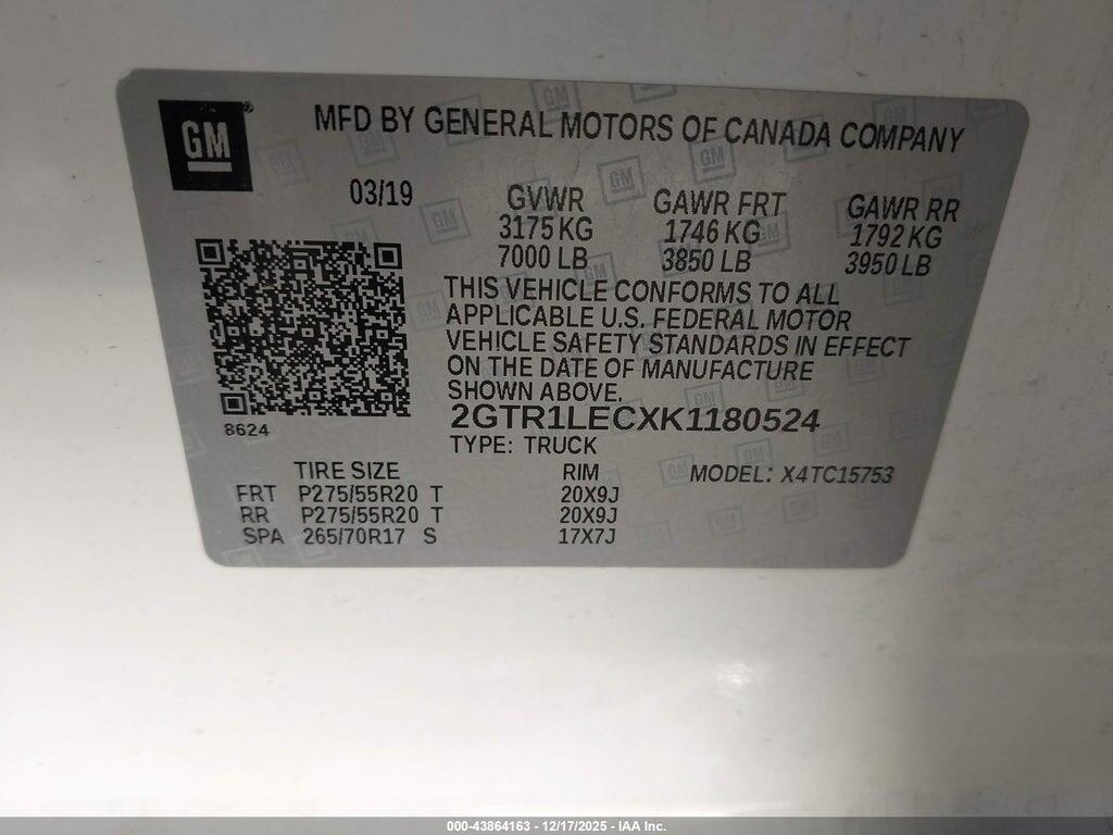 2GTR1LECXK1180524 2019 GMC SIERRA 1500 LIMITED photo no. 9