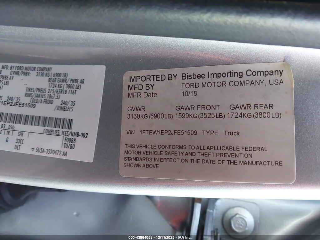 1FTEW1EP2JFE51509 2018 FORD F-150 photo no. 9