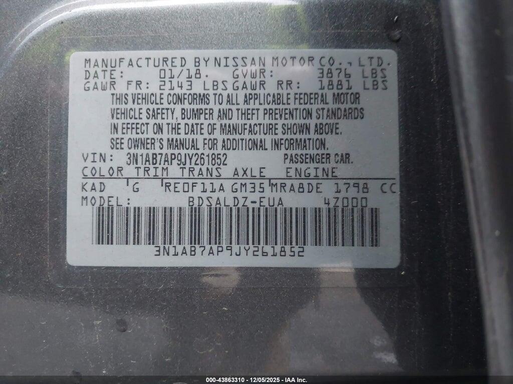 3N1AB7AP9JY261852 2018 NISSAN SENTRA photo no. 9