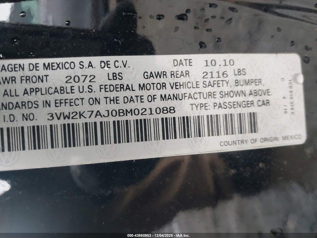 3VW2K7AJ0BM021088 2011 VOLKSWAGEN JETTA photo no. 9