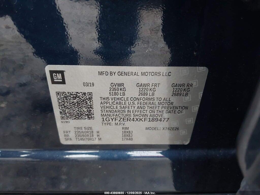 1GYFZER4XKF189477 2019 CADILLAC XT4 photo no. 9