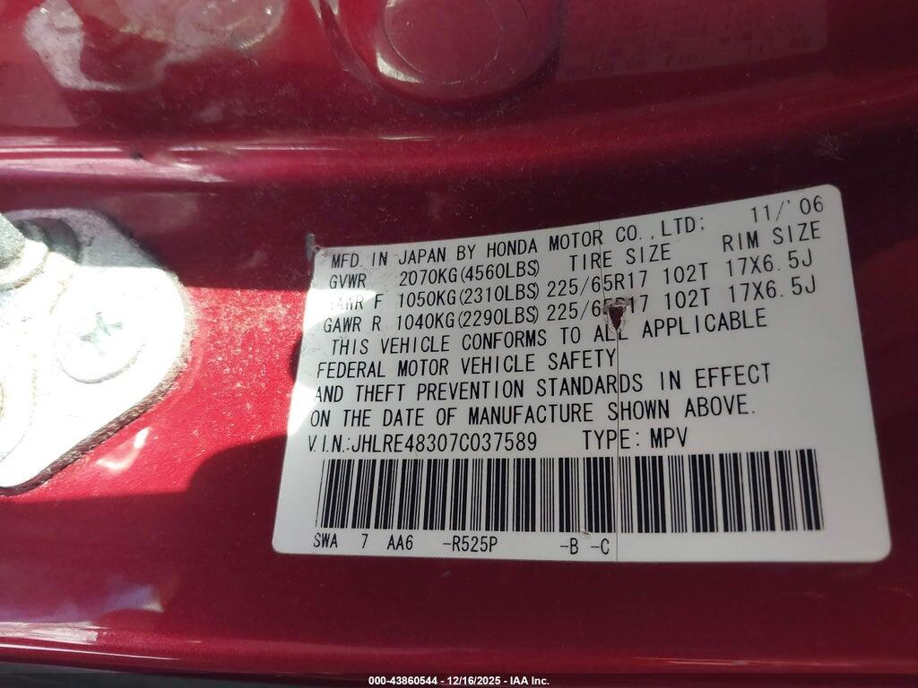 JHLRE48307C037589 2007 HONDA CR-V photo no. 9