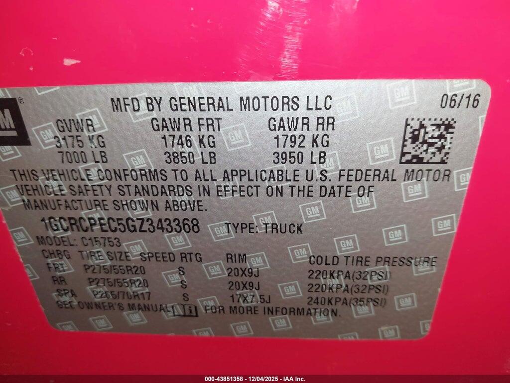 1GCRCPEC5GZ343368 2016 CHEVROLET SILVERADO 1500 photo no. 9