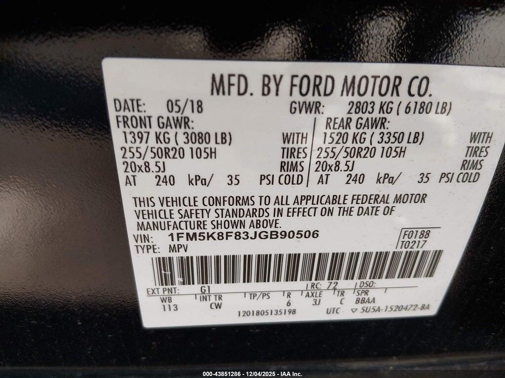 1FM5K8F83JGB90506 2018 FORD EXPLORER photo no. 9
