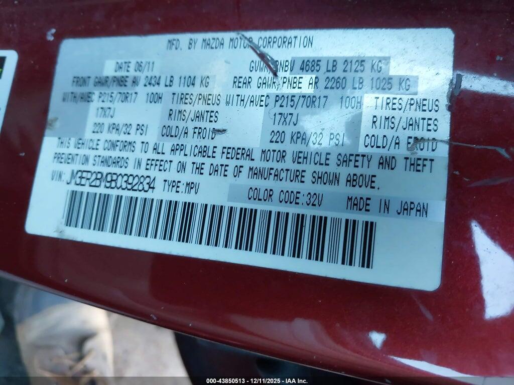 JM3ER2BM9B0392834 2011 MAZDA CX-7 photo no. 9