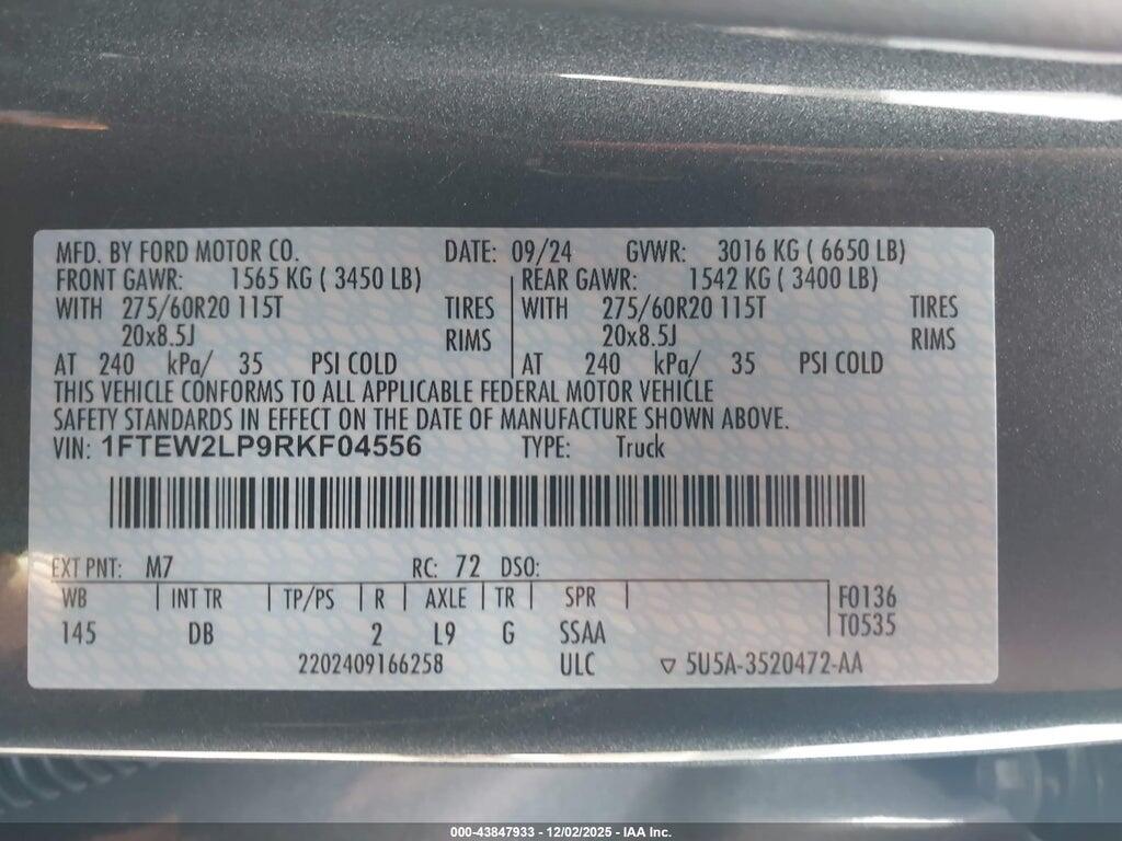 1FTEW2LP9RKF04556 2024 FORD F-150 photo no. 9