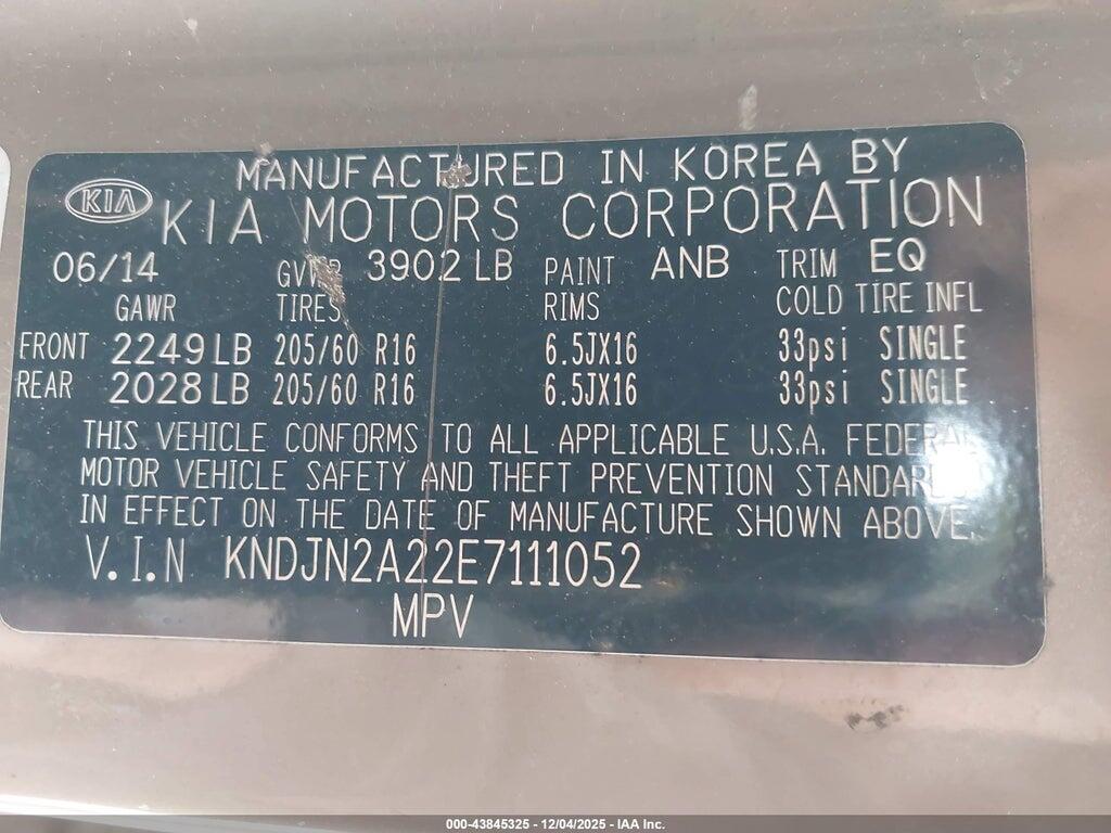 KNDJN2A22E7111052 2014 KIA SOUL photo no. 9