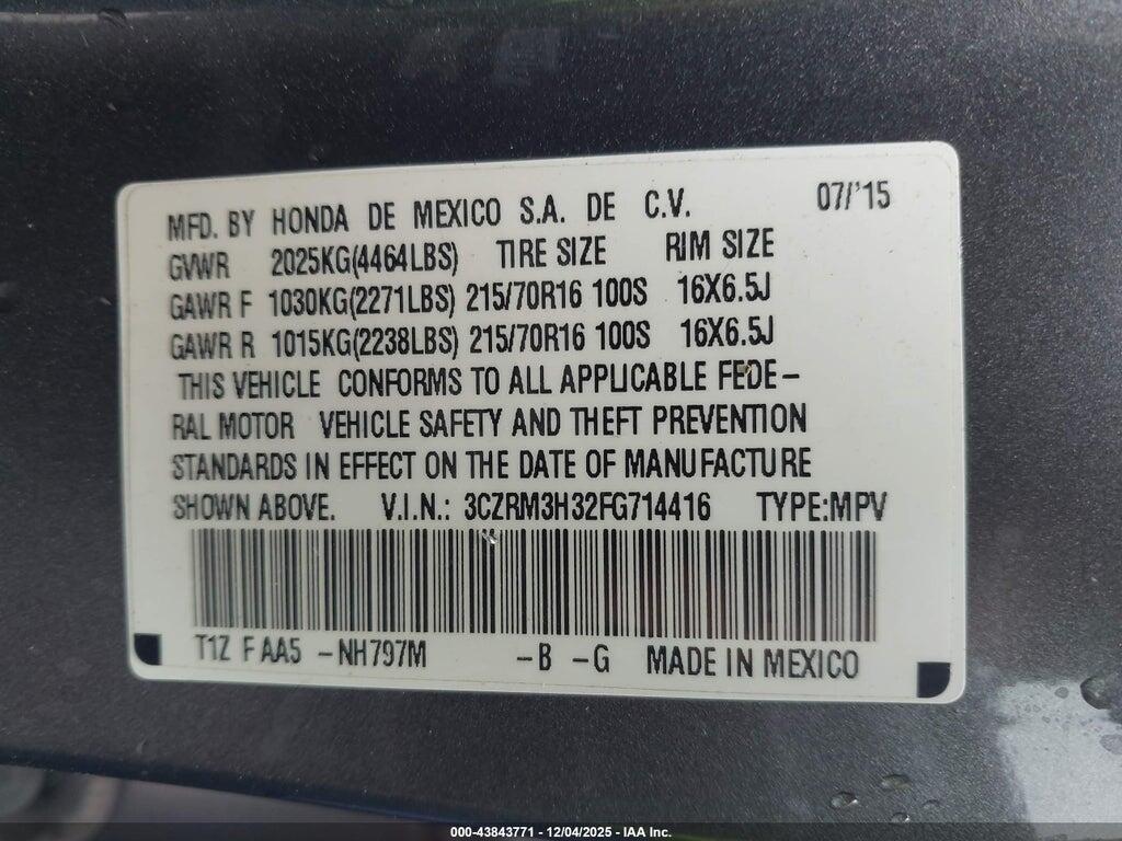 3CZRM3H32FG714416 2015 HONDA CR-V photo no. 9
