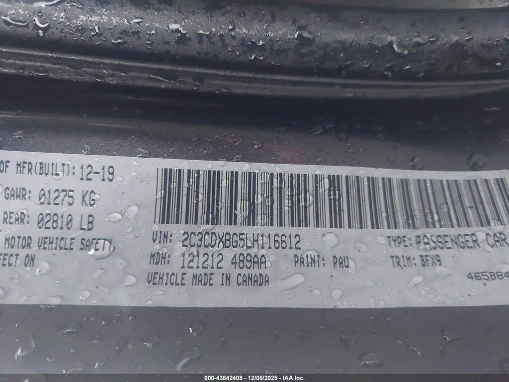 2C3CDXBG5LH116612 2020 DODGE CHARGER photo no. 9