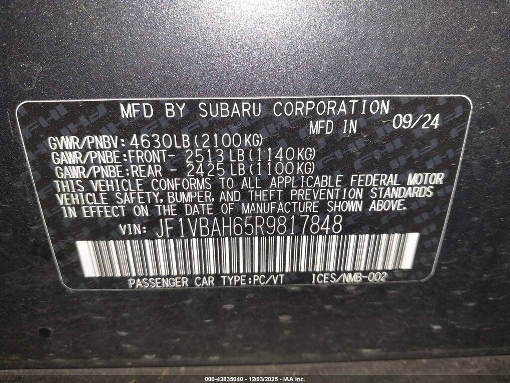 JF1VBAH65R9817848 2024 SUBARU WRX photo no. 9