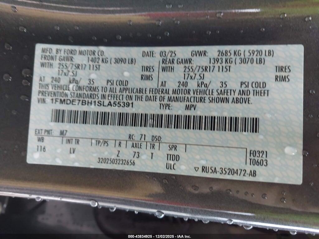 1FMDE7BH1SLA55391 2025 FORD BRONCO photo no. 9