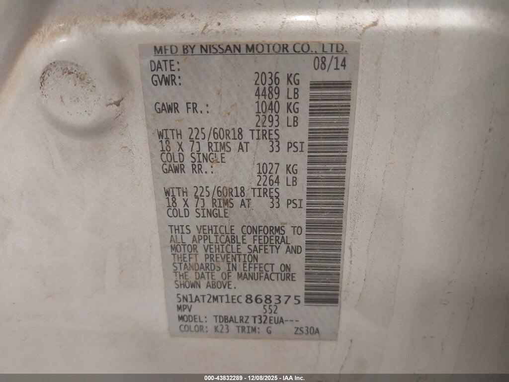 5N1AT2MT1EC868375 2014 NISSAN ROGUE photo no. 9