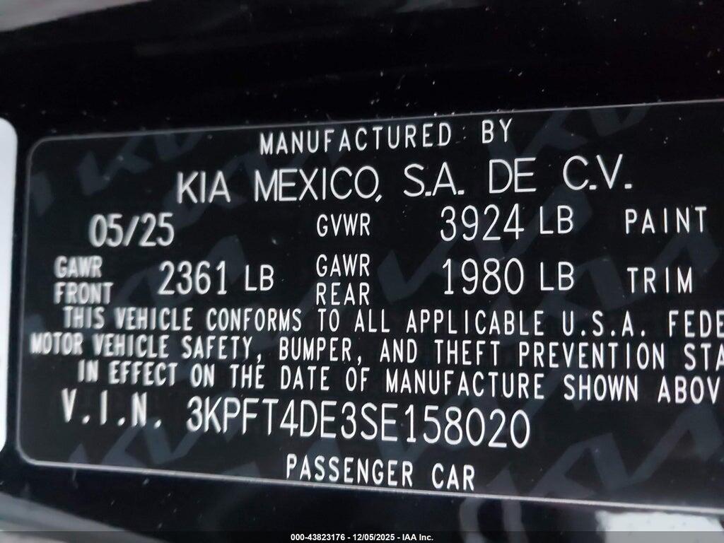 3KPFT4DE3SE158020 2025 KIA K4 photo no. 9