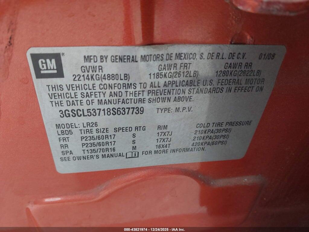 3GSCL53718S637739 2008 SATURN VUE photo no. 9