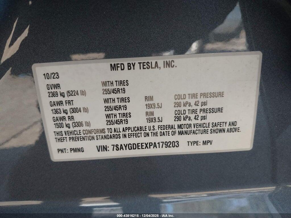 7SAYGDEEXPA179203 2023 TESLA MODEL Y photo no. 9