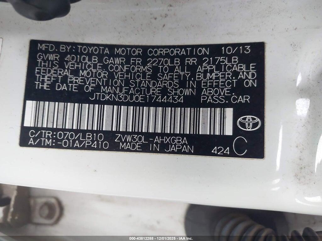 JTDKN3DU0E1744434 2014 TOYOTA PRIUS photo no. 9