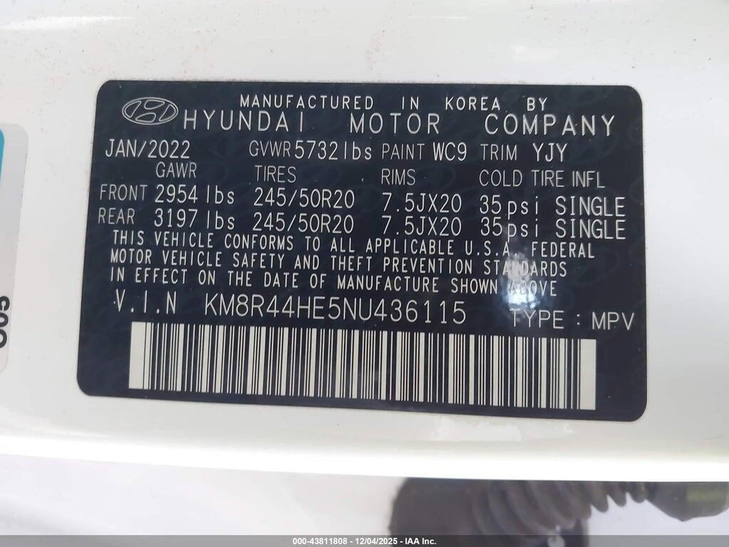KM8R44HE5NU436115 2022 HYUNDAI PALISADE photo no. 9