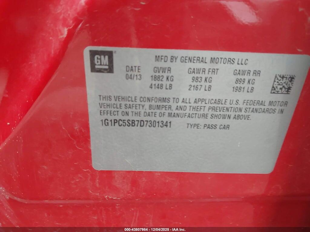 1G1PC5SB7D7301341 2013 CHEVROLET CRUZE photo no. 9