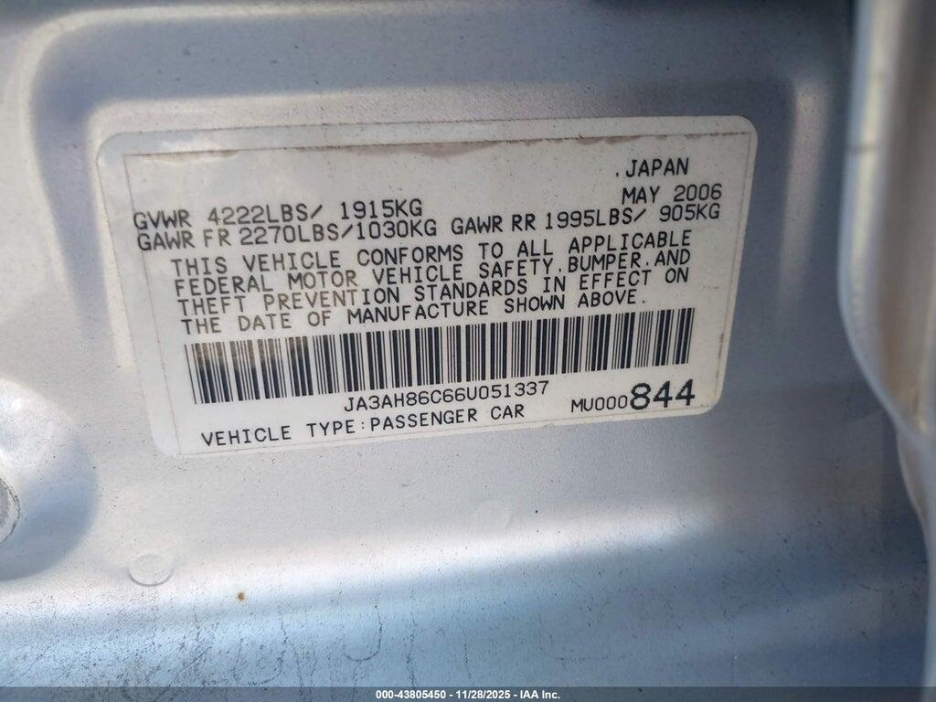 JA3AH86C66U051337 2006 MITSUBISHI LANCER EVOLUTION photo no. 9