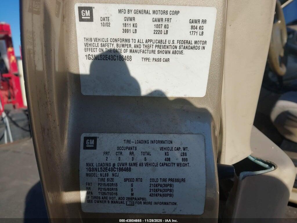 1G3NL52E43C186468 2003 OLDSMOBILE ALERO photo no. 9