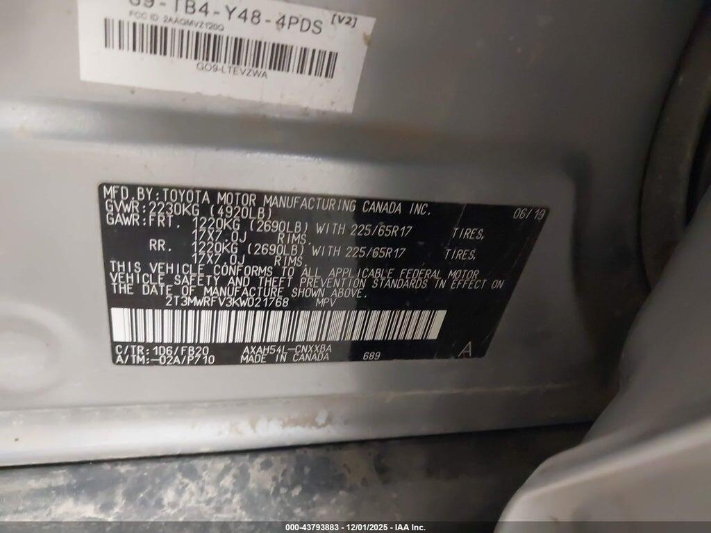 2T3MWRFV3KW021768 2019 TOYOTA RAV4 HYBRID photo no. 9