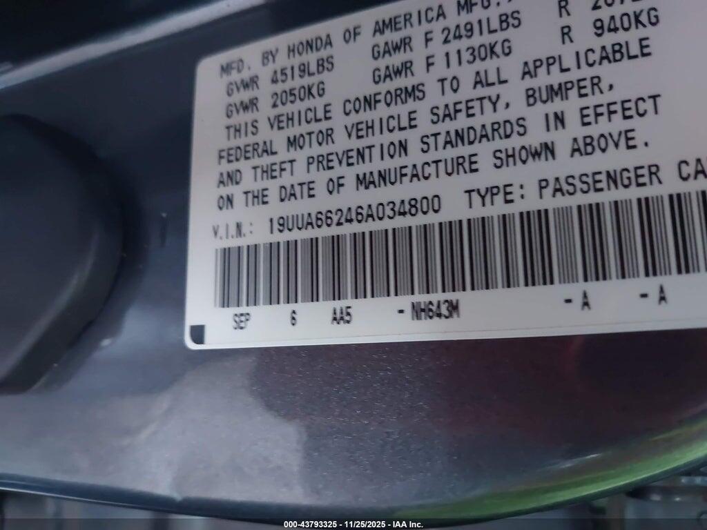 19UUA66246A034800 2006 ACURA TL photo no. 9
