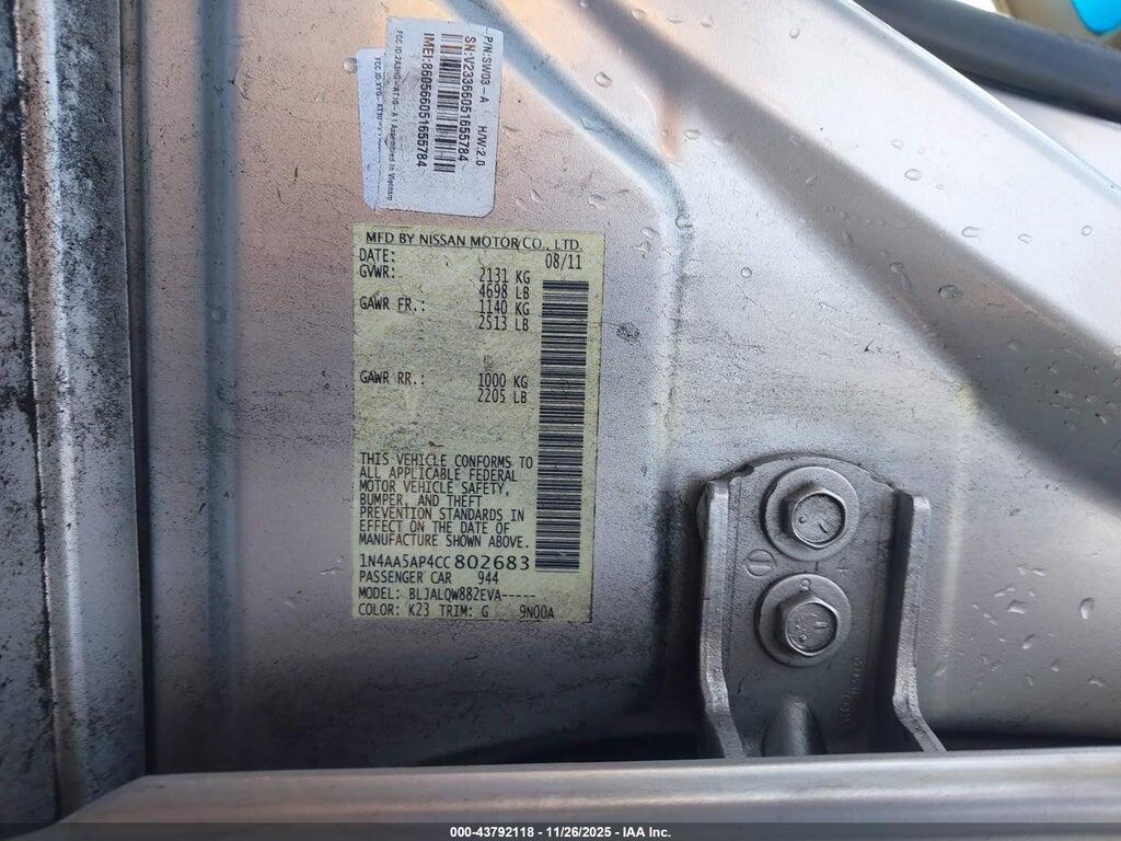 1N4AA5AP4CC802683 2012 NISSAN MAXIMA photo no. 9