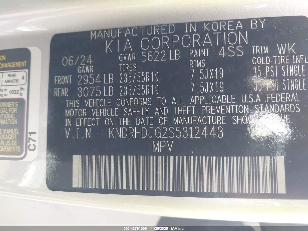 KNDRHDJG2S5312443 2025 KIA SORENTO HYBRID photo no. 9
