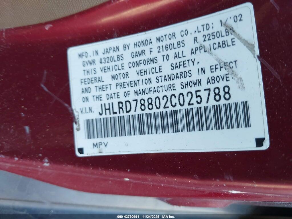 JHLRD78802C025788 2002 HONDA CR-V photo no. 9