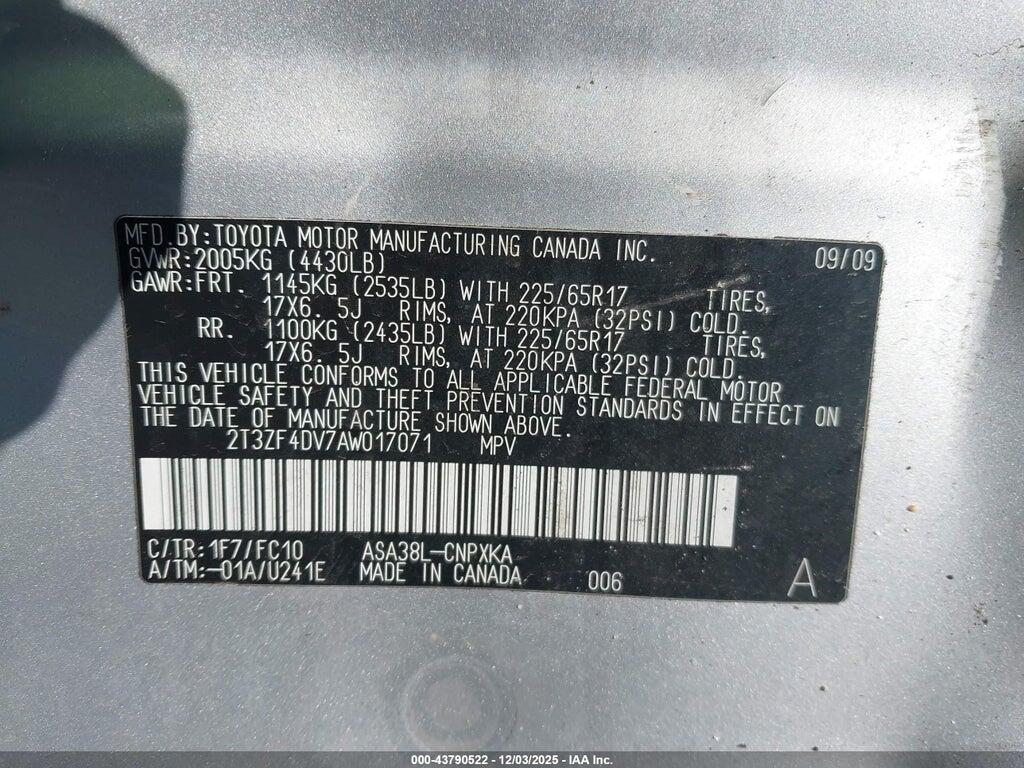 2T3ZF4DV7AW017071 2010 TOYOTA RAV4 photo no. 9