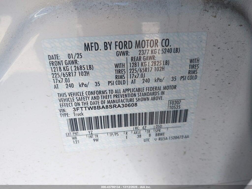 3FTTW8BA8SRA30608 2025 FORD MAVERICK photo no. 9