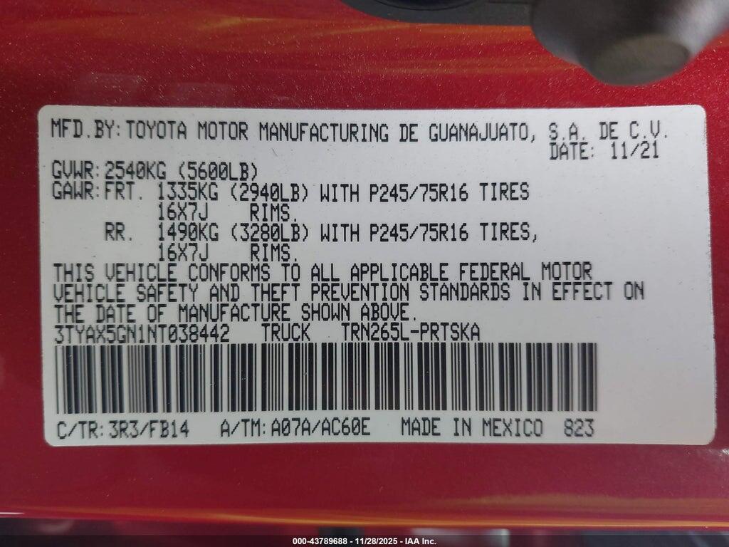 3TYAX5GN1NT038442 2022 TOYOTA TACOMA photo no. 9