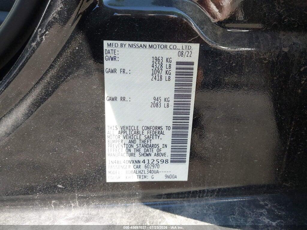 1N4BL4DVXNN412598 2022 NISSAN ALTIMA photo no. 9