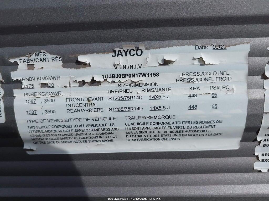 1UJBJ0BP0N17W1158 2022 JAYCO CAMPER photo no. 9