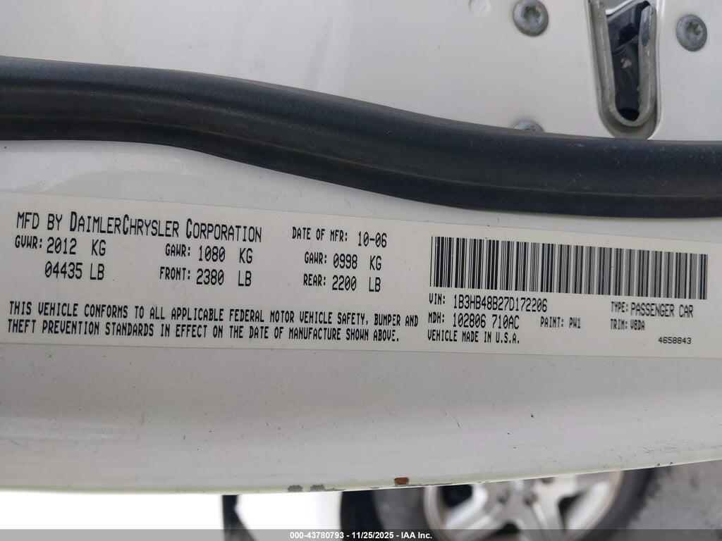 1B3HB48B27D172206 2007 DODGE CALIBER photo no. 9