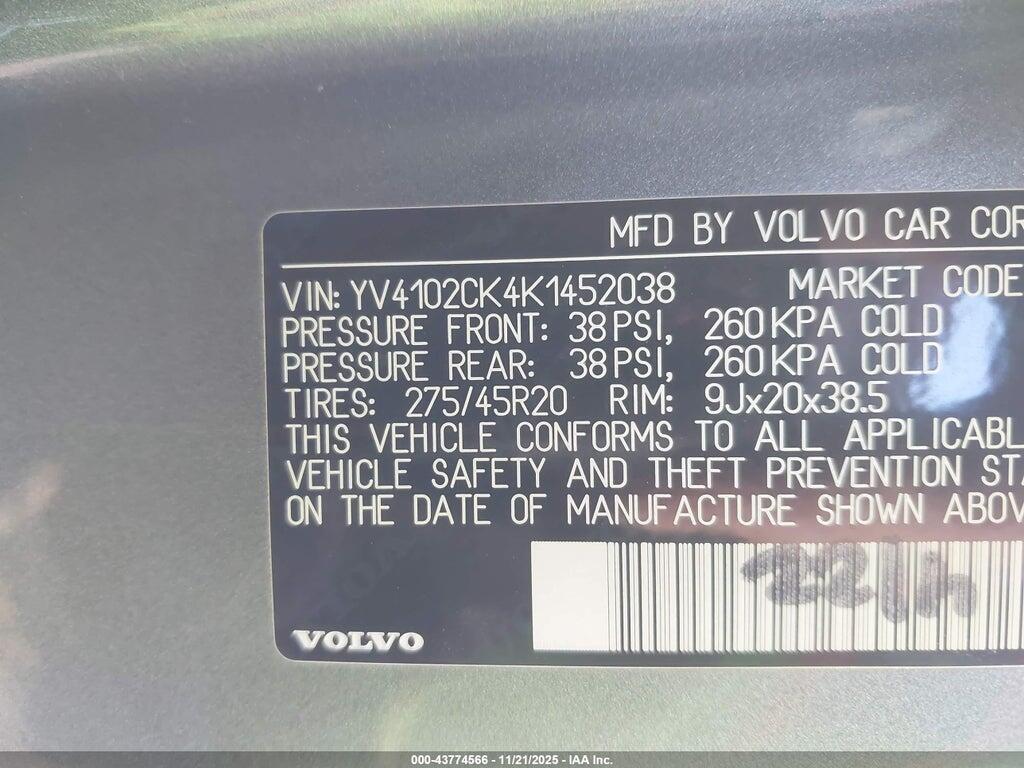 YV4102CK4K1452038 2019 VOLVO XC90 photo no. 9