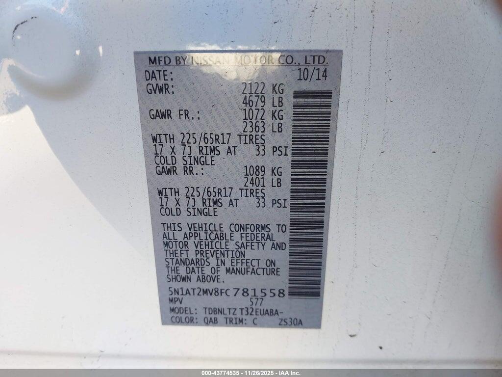 5N1AT2MV8FC781558 2015 NISSAN ROGUE photo no. 9