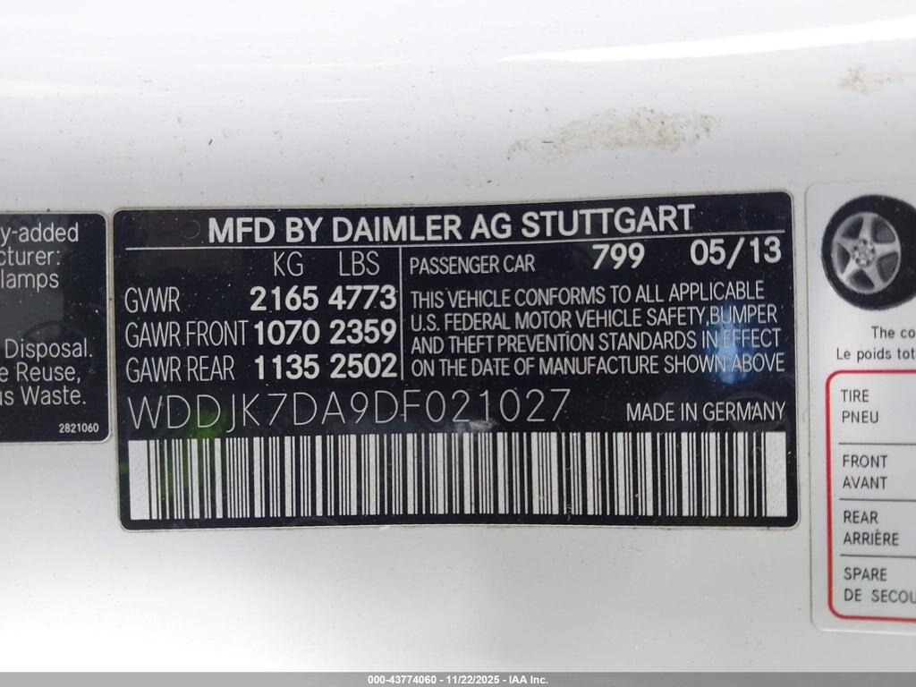 WDDJK7DA9DF021027 2013 MERCEDES-BENZ SL 550 photo no. 9