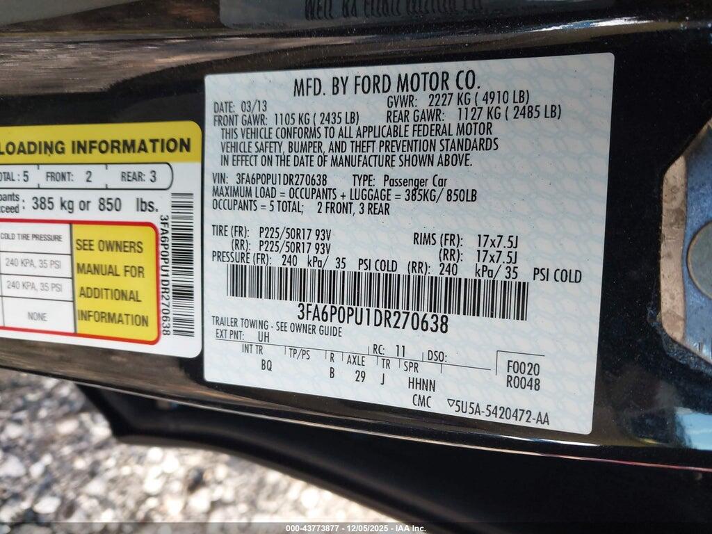 3FA6P0PU1DR270638 2013 FORD FUSION ENERGI photo no. 9