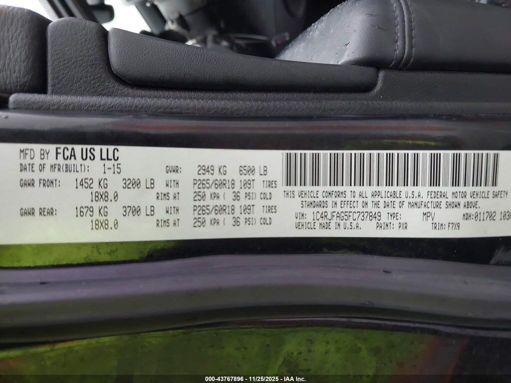 1C4RJFAG5FC737849 2015 JEEP GRAND CHEROKEE photo no. 9