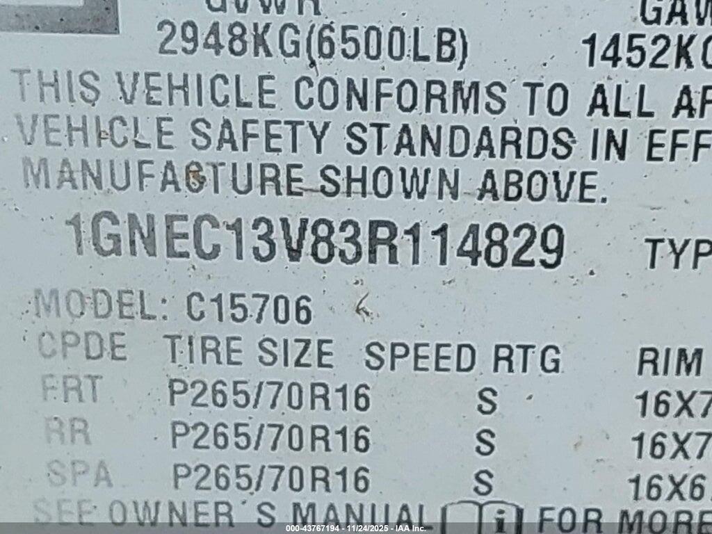 1GNEC13V83R114829 2003 CHEVROLET TAHOE photo no. 9