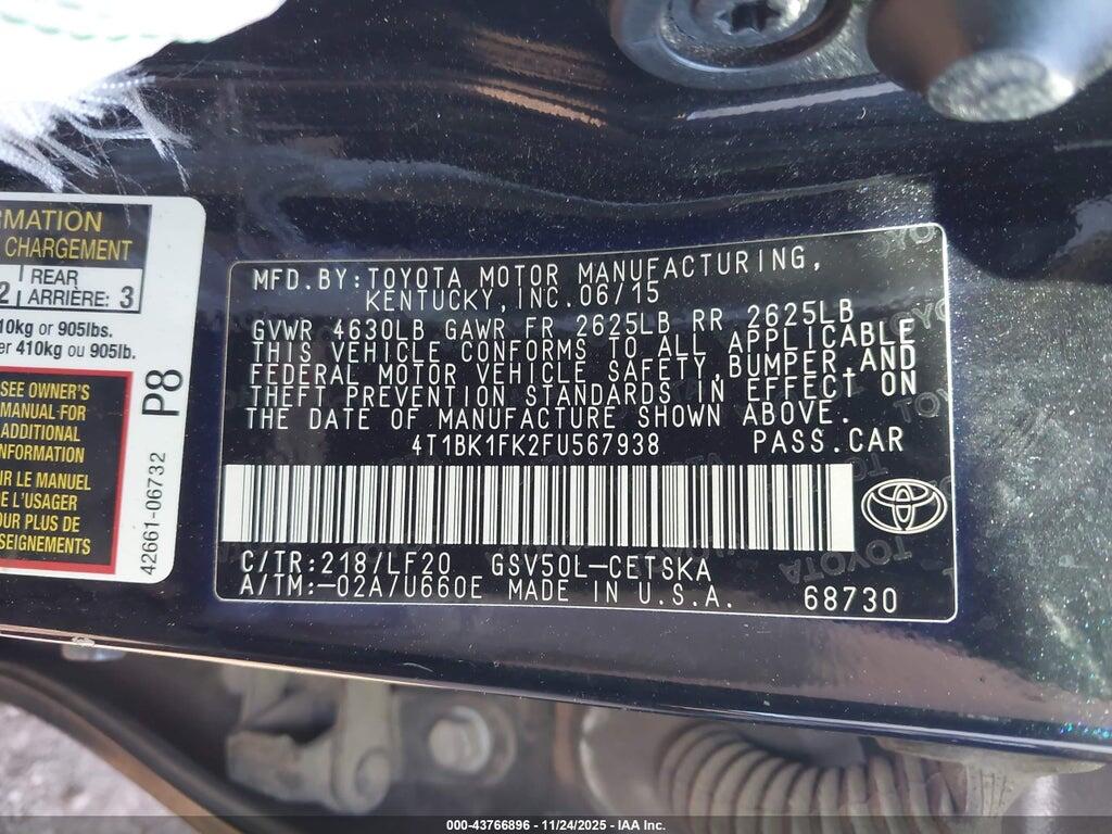 4T1BK1FK2FU567938 2015 TOYOTA CAMRY photo no. 9