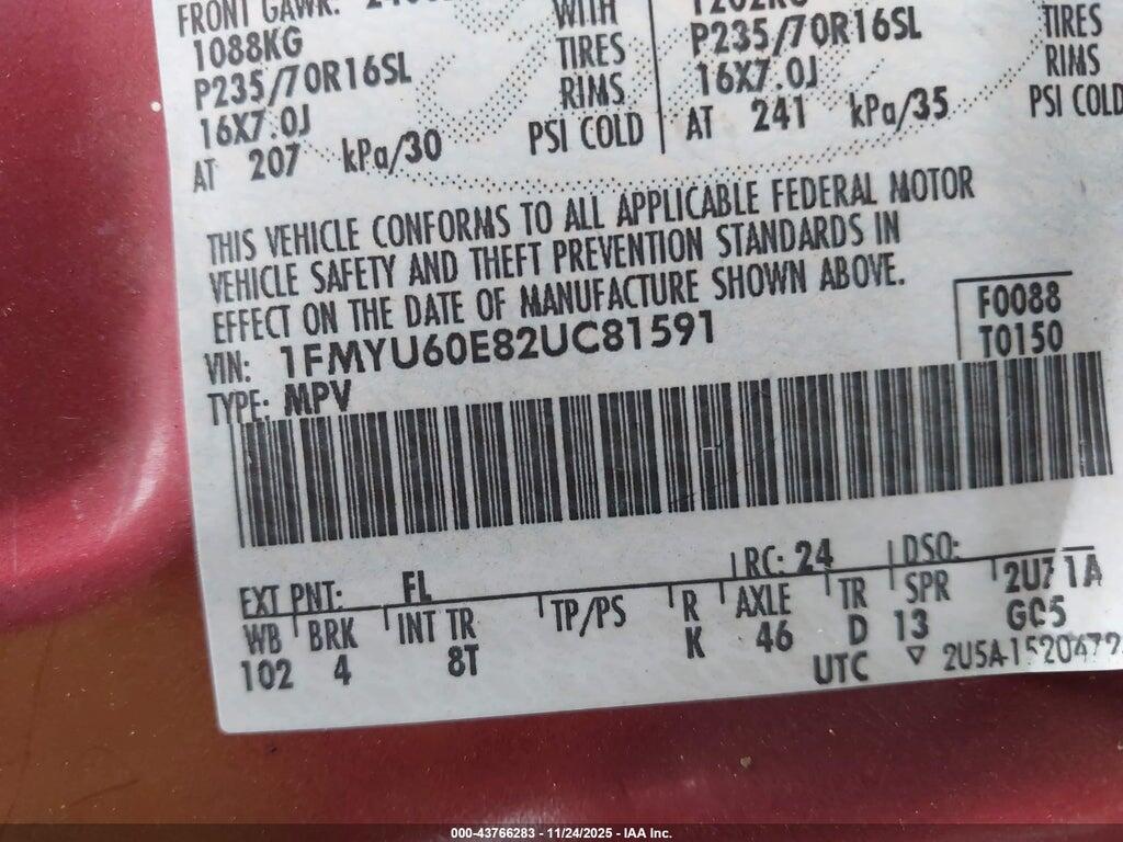 1FMYU60E82UC81591 2002 FORD EXPLORER SPORT photo no. 9