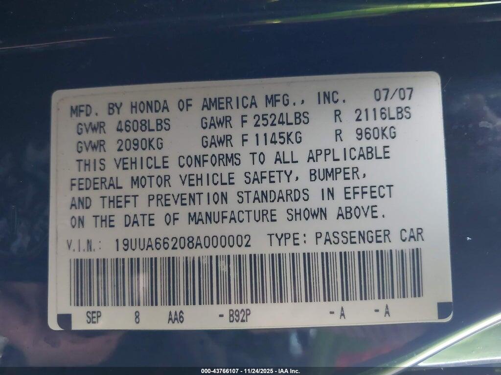 19UUA66208A000002 2008 ACURA TL photo no. 9