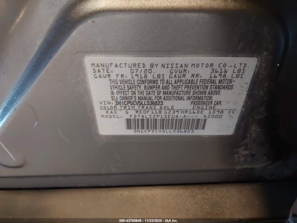 3N1CP5CV5LL536823 2020 NISSAN KICKS photo no. 9