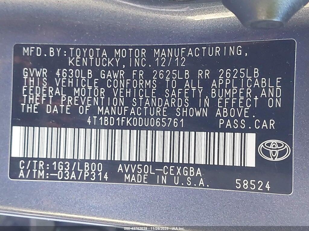 4T1BD1FK0DU065761 2013 TOYOTA CAMRY HYBRID photo no. 9